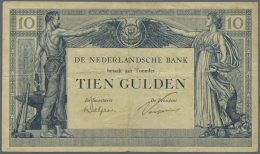 Netherlands / Niederlande: 10 Gulden 1921 P. 35, Center And Horizontal Fold, No Tears, One Very Tiny Pinhole At Lower Le - Other & Unclassified
