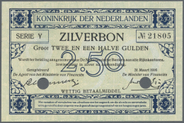 Netherlands / Niederlande: 2,5 Gulden 1916 P. 9, With 2 Cancellation Holes, One Single Fold At Left, No Tears, Crisp Ori - Other & Unclassified