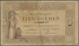 Netherlands / Niederlande: 10 Gulden 1898 P. 2, Very Rare, Used With Staining In Paper, Strong Center Fold, Light Thinni - Other & Unclassified