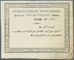 Netherlands Indies / Niederländisch Indien:  Government Of Netherlands East India 25 Gulden 1815 Remainder, P.4r, H - Indie Olandesi