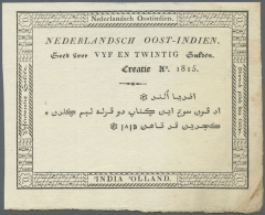Netherlands Indies / Niederländisch Indien:  Government Of Netherlands East India 25 Gulden 1815 Remainder, P.4r, H - Indes Néerlandaises
