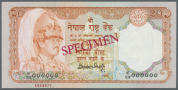 Nepal: 20 Rupees ND Specimen P. 38s With Zero Serial Numbers, Red Specimen Overprint, In Condition: UNC. - Nepal