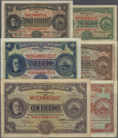 Mozambique: Set With 6 Banknotes 1, 5, 10, 20, 50 And 100 Escudos 1921, P.66, 68-72, Very Rare Set Of The Early Banknote - Mozambico