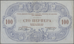 Montenegro: 100 Perper 1914 P. 21, Light Horizontal And Vertical Folds, Creases In Paper, But No Holes Or Tears And Stil - Altri – Europa