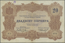 Montenegro: 20 Perper 1914 P. 19 In Used Condition F+ With A Small Pen Writing At Upper Left. - Altri – Europa