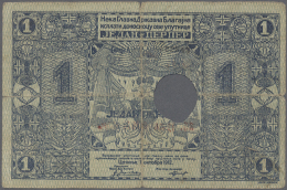 Montenegro: 1 Perper 1914 P. 7, One Bank Cancellation Hole, Center And Vertical Fold, Center Hole, A Bit Rounded Edges, - Altri – Europa