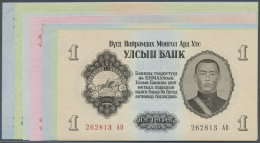 Mongolia / Mongolei: Set Of 7 Notes From 1 To 100 Tugrik 1955 P. 28-34, All In Condition: AUNC To UNC. (7 Pcs) - Mongolia