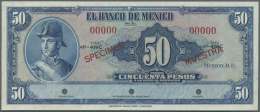 Mexico: 50 Pesos 1941 Specimen P. 41s, 3 Cancellation Holes, Zero Serial Numbers, Specimen Overprint In Condition: UNC. - Messico