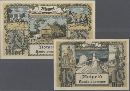 Memel: Set Of 2 Notes 10 And 20 Mark 1922 P. 5 & 6, The 10 Mark Note With Stain In Paper But Crisp (XF), The 20 Mark - Altri – Europa