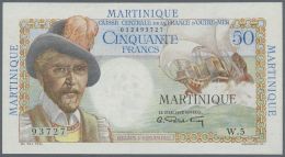 Martinique: 50 Francs ND(1947-52) P. 30, Strong Paper With Crispness, Light Waves At Upper Border, Paper Irritation At L - Altri & Non Classificati