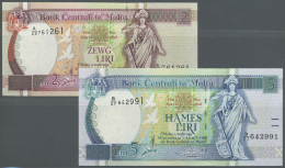 Malta: Set Of 2 Notes Containing 2 Lira ND(1994) P. 45 (UNC) And 5 Lira ND(1994) P. 46 (UNC), Nice Set. (2 Pcs) - Malta