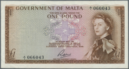 Malta: 1 Pound ND(1963) P. 26a, Light Folds In Paper, No Holes Or Tears, Still Crispness And Bright Original Colors, Con - Malta