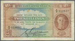 Malta: 2 Shillings 6 Pence ND(1940) P. 18 With 3 Pinholes But Without Tears, Condition: F+ To VF-. - Malte