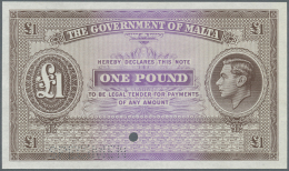 Malta: 1 Pound ND Color Trial P. 14ct With Specimen Perforation At Lower Border, Crisp Original Paper, Just A Very Light - Malta