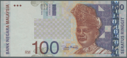 Malaysia: 100 Ringgit ND(1996-2001) P. 44 With Error Print Of The Portrait Color, Light Folds In Paper, Condition: XF. - Malesia