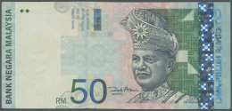 Malaysia: 50 Ringgit ND(1998-2001) P. 43 Error Print At Right Border, The Denomination "50" And Print At Left Border Is - Malesia