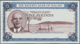 Malawi: 5 Pounds L.1964 PROOF P. 4(p), Uniface Intaglio Print, Without Underprint, Glue Residuals From Attachment At Rig - Malawi