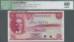 Malawi: 1 Pound L.1964 P. 3ct Color Trial, Condition: ICG Graded 60 AU/UNC. - Malawi