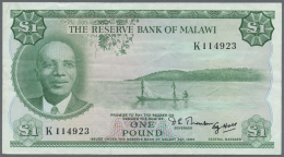 Malawi: Malawi: 1 Pound L.1964 With Two Signatures At Lower Right, P.3A, Great Original Shape With Some Folds And Crease - Malawi