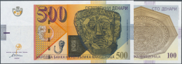 Macedonia / Mazedonien: Set Of 2 Notes 100 Dinara 2000 P. 20 And 500 Dinara 2003 P. 21a In Condition: UNC. (2 Pcs) - Macedonia Del Nord