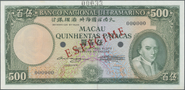 Macau / Macao: 500 Patacas 1979 Specimen P. 57s, Zero Serial Numbers And Red Specimen Overprint, In Condition: UNC. - Macao