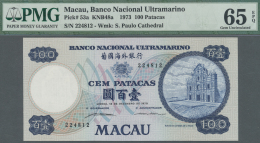 Macau / Macao: 100 Patacas 1973, P.53a, Highly Rare Note In Excellent Condition, PMG Graded 65 EPQ - Macau