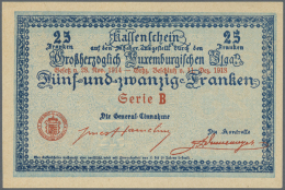 Luxembourg: 25 Franken 1918 P. NL, Serie B, Without Serial Number, Condition: UNC. - Luxembourg