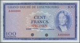 Luxembourg: 100 Francs ND(1963) Color Trial P. 52ct In Blue Color Instead Of Red, Traces Of Former Attachment To Present - Lussemburgo