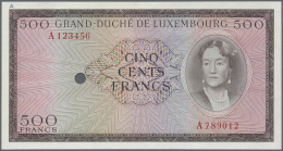 Luxembourg: 500 Francs ND Color Trial Of P. 52A In Brown Instead Of Blue Color, With Serial And One Cancellation Hole, N - Lussemburgo