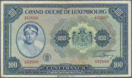 Luxembourg: 100 Francs ND(1944) P. 47a, Used With Center Fold, Creases In Paper, Normal Traces Of Use But No Holes Or Te - Lussemburgo