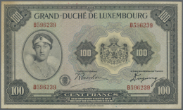 Luxembourg: 100 Francs ND(1934) P. 39a, Three Very Light Vertical Folds, No Horizontal Fold, No Holes, No Tears, Strong - Luxembourg