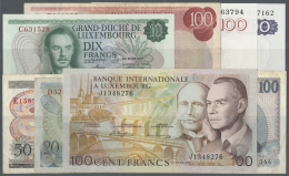 Luxembourg: Set Of 8 Notes Containing 100 Francs 1968 P. 14a (F), 100 Francs 1981 P. 14A (UNC), 10 Francs 1967 P. 53a (a - Lussemburgo