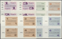 Lithuania / Litauen: Set Of 5 Notes "Lietuvos Respublika" 1-4 Talonas, 4 Times Dated 1992 And 1x Dated 1993, All In Cond - Lituania
