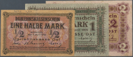 Lithuania / Litauen: Set Of 3 Notes Containing 1/2 Mark 1918 P. R127 (F+), 1 Mark 1918 P. R128 (F+) And 2 Mark 1918 P. R - Lithuania