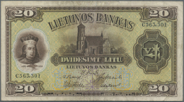 Lithuania / Litauen: 20 Litai 1930 P. 27a In Condition: F. - Lithuania