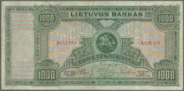 Lithuania / Litauen: 1000 Litu 1924 P. 22a, Center Fold And Handling In Paper, Several Vertical Folds, But No Holes Or T - Lituania