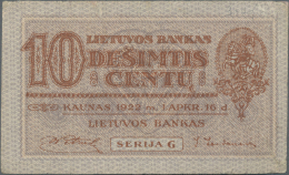 Lithuania / Litauen: 10 Centu 1922 P. 10a In Condition: F+. - Lituania