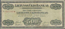 Lithuania / Litauen: 500 Ost Markiu ND(1919-20) P. A3, Highly Rare Note, Vertical And Horizontal Fold, Creases In Paper, - Lituania