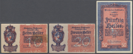 Liechtenstein: Complete Set Of 3 Notes Containing 10, 20 And 50 Heller ND(1929) P. 1,2,3. The 10 Heller Has A Tape Trace - Liechtenstein