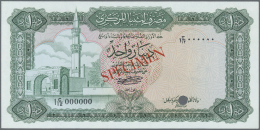 Libya / Libyen: 1 Dinar ND(1971/72) Color Trial (green Instead Of Blue) SPECIMEN, P.35bcts In Perfect UNC Condition - Libya