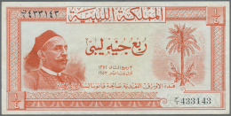 Libya / Libyen: 1/4 Pound 1952, P.14 With Portrait Of King Muhammad Idris As Sanussi At Left In Excellent Condition With - Libye
