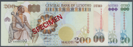 Lesotho: Set Of 4 Specimen Banknotes Containing 20, 50, 100 And 200 Maloti 1994 P. 16s-18s, 20s, All In Condition: UNC. - Lesotho