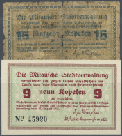 Latvia /Lettland: Set Of 2 Notes Mitau City Government Containing 15 And 9 Kopeken 1915 P. NL, K.4.7.11-12, The 9 K. In - Lettonie