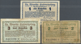 Latvia /Lettland: Set Of 3 Notes Containing 1, 2 And 3 Kopeken 1915 P. NL, K.4.7.17-19, The 1 Kopeke In VF, All Other No - Lettonie