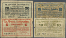Latvia /Lettland: Set Of 4 Notes Containing 5, 10, 15 And 20 Kopeken 1915 K.4.7.20-23, All Well Used With Stains And Tea - Lettonie