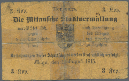 Latvia /Lettland: Mitau City Government 3 Kopeken 1915, P.NL In Well Worn Condition With A Number Of Taped Tears Along T - Lettonie