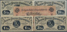 Latvia /Lettland: Libau City Government Set With 5 Banknotes 1, 3, 5, 10 Kopeek And 10 Ruble 1915, P.NL, 10 Kopeek In UN - Lettonie