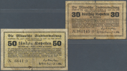 Latvia /Lettland: Set Of 2 Notes Containing 20 And 50 Kopeken 1915 K.4.7.24-25, Both Well Worn With Strong Folds, Staind - Lettonie