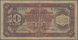 Latvia /Lettland: 10 Latu 1925, P.24d, Very Nice Looking Banknote With Some Vertical Folds, Tiny Tear At Center And Stai - Lettonie