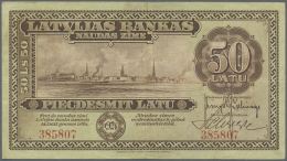 Latvia /Lettland: 50 Latu 1924, P.16a, Nice Looking Banknote With Bright Colors And Crisp Paper, Vertical And Horizontal - Lettonie